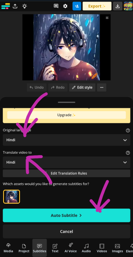 Auto subtitles